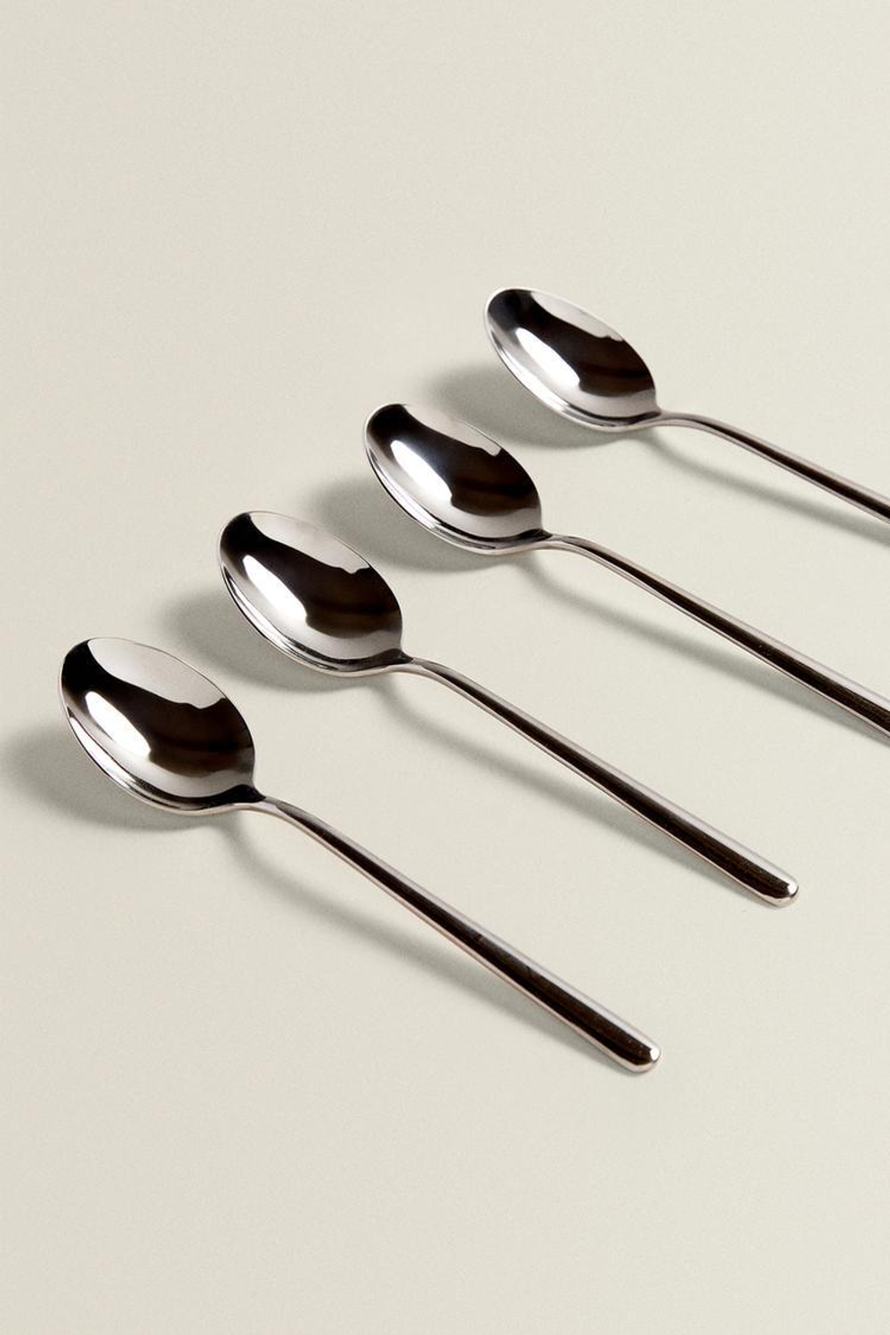 ZARA HOME БЛЕСТЯЩАЯ МЕТАЛЛИЧЕСКАЯ ДЕСЕРТНАЯ ЛОЖКА (НАБОР ИЗ 4 ПРЕДМЕТОВ), СЕРЕБРЯНЫЙ