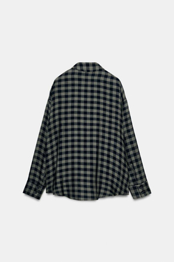 ZARA РУБАШКА С КЛЕТЧАТЫМ ПЛАТКОМ — ZW COLLECTION, ЗЕЛЕНОВАТО-СИНИЙ