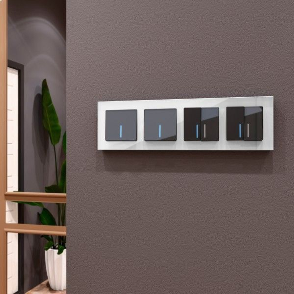 Выключатель одноклавишный проходной с подсветкой серо-коричневый