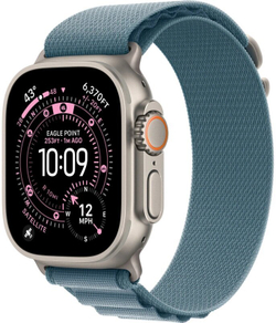 Умные часы Apple Watch Ultra 3 (2025) GPS+Cellular 49mm, Natural Titanium ремешок "Light Blue Alpine Loop" M 145-190 mm (MEWM4)
