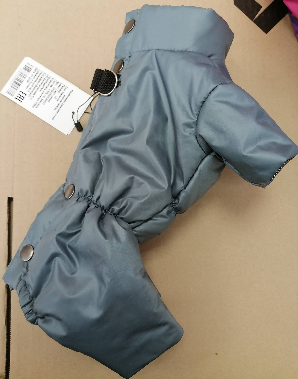 Демисезонный комбинезон для собак (девочка) серо-синий