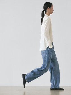 Massimo Dutti Рубашка свободного кроя с воротником, экрю