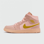 кроссовки Air Jordan 1 Mid Pink Gold Swoosh Wmns