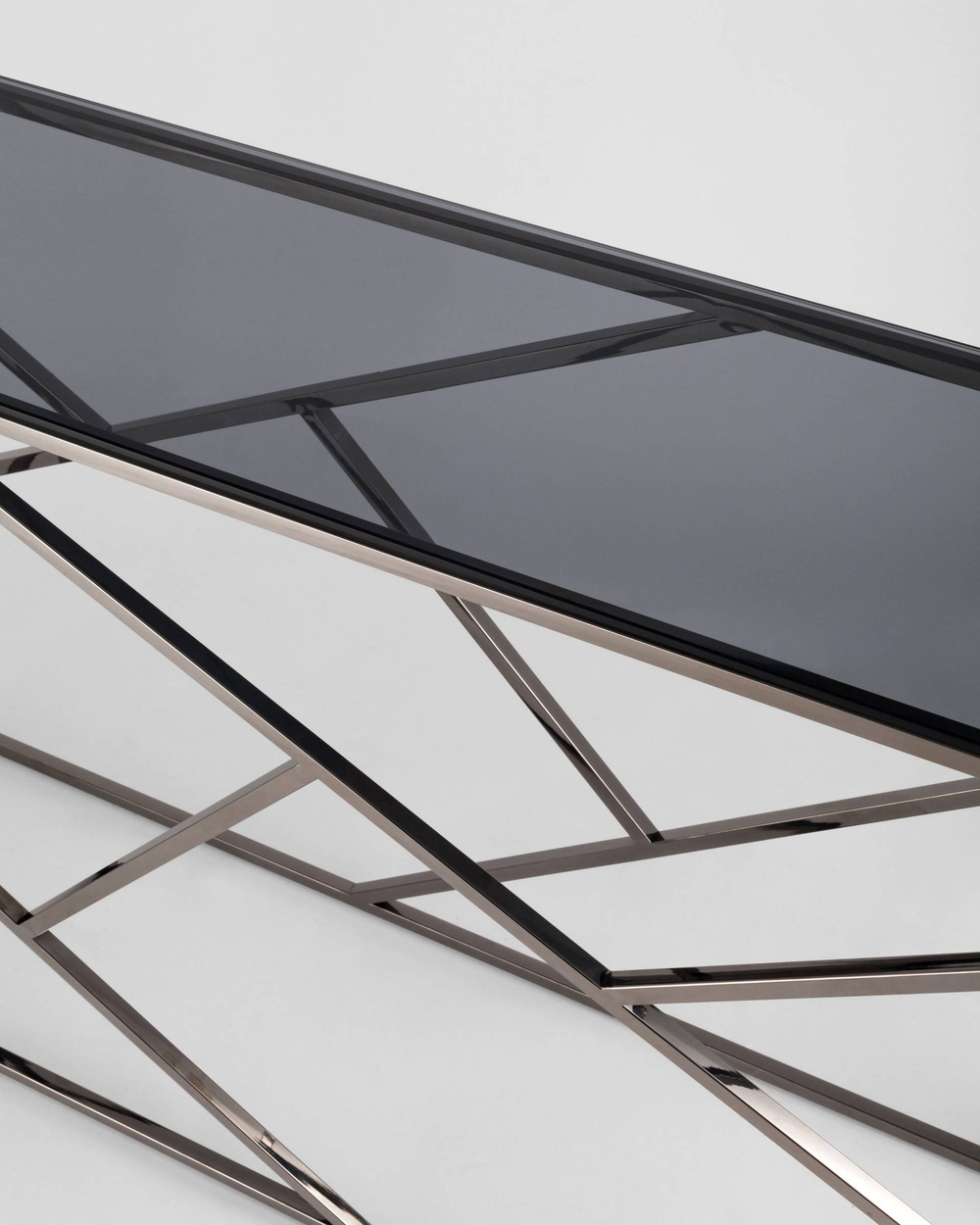 Консоль АРТ ДЕКО 115*30 стекло smoke сталь тёмный хром