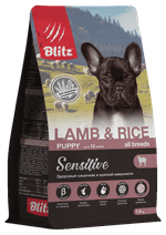 Сухой полнорационный корм BLitz Sensitive Lamb & Rice Puppy All Breeds с ягнёнком для щенков old 15 кг