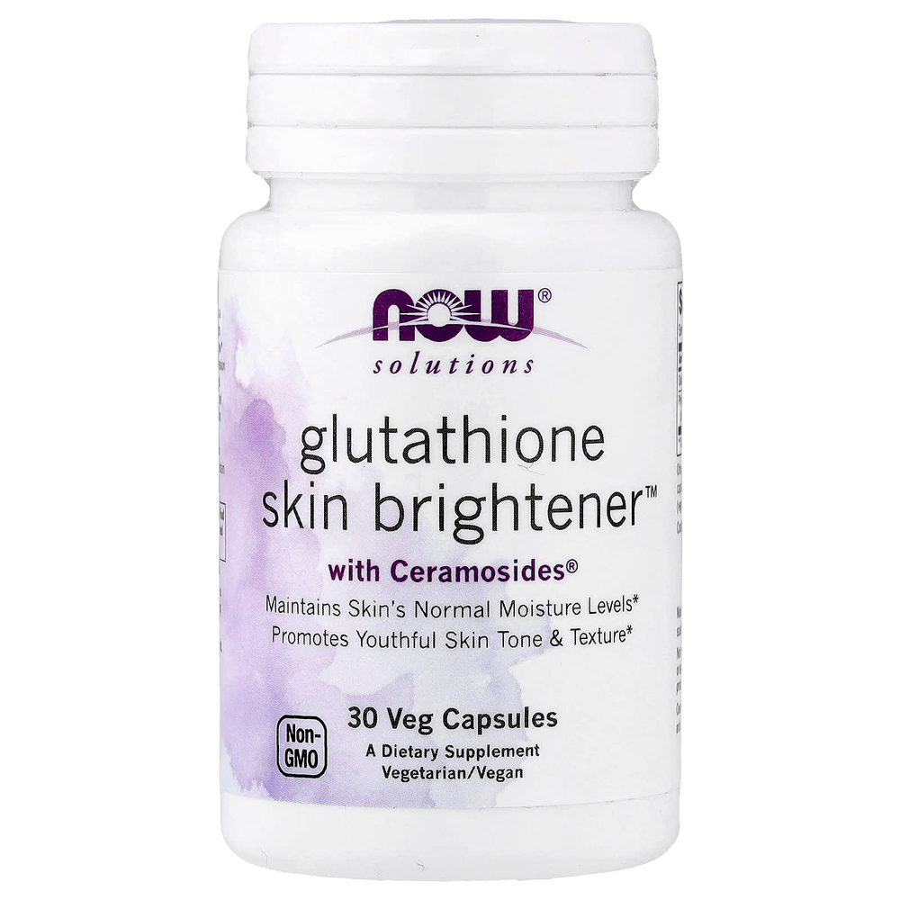 NOW Foods, Solutions, Glutathione Skin Brightener™, 30 растительных капсул