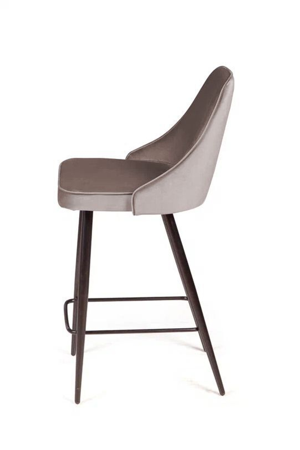 Стул полубарный Oliver, бархат пепельно-бежевый 25/ чёрный конус