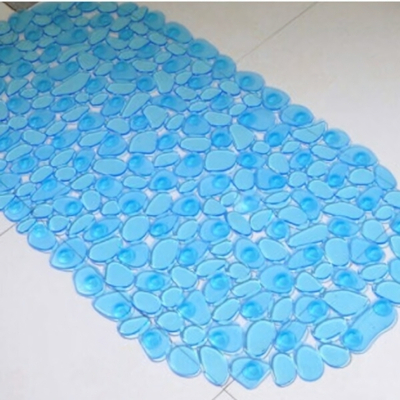 Коврик в ванную на присосках "Камушки" 69*36см голубой