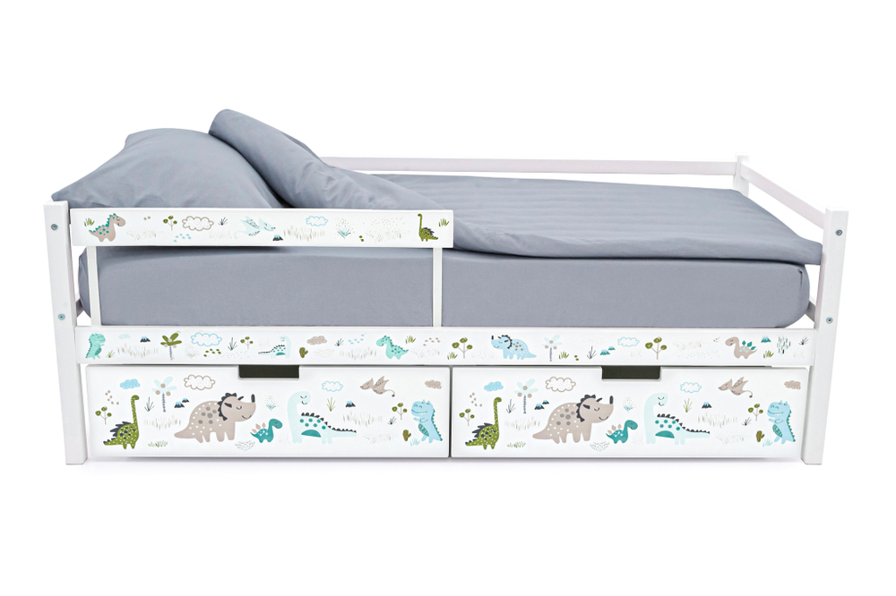 Детская кровать тахта Бельмарко Svogen белый динозаврики