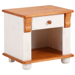 Тумба прикроватная 52х40х48, Аделя, напольная, в спальню, массива сосны, белый воск/черри, Dipriz