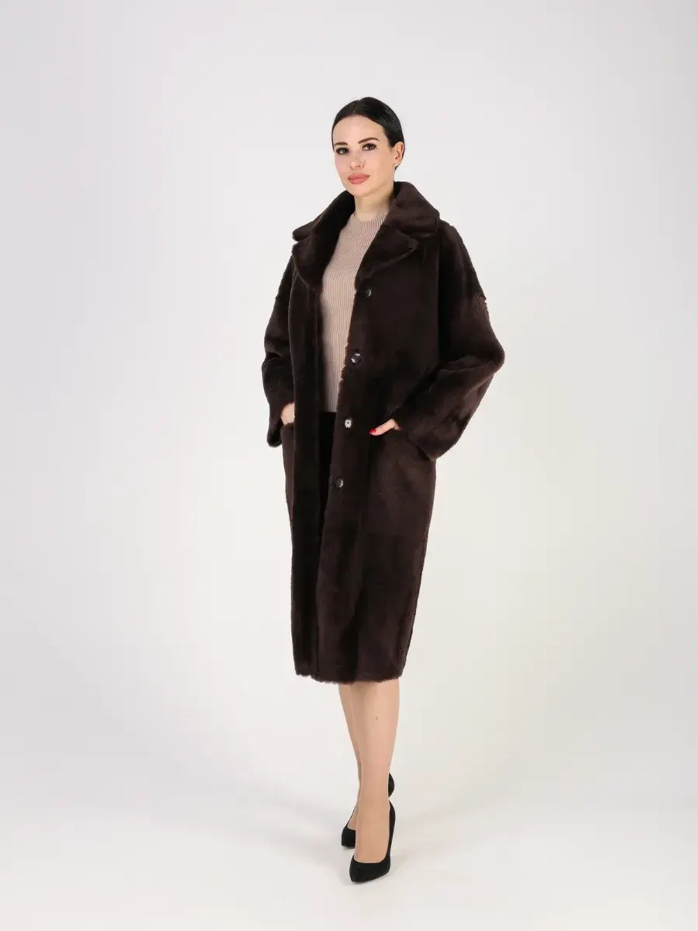 Дубленка зимняя шуба натуральная двухсторонняя оверсайз