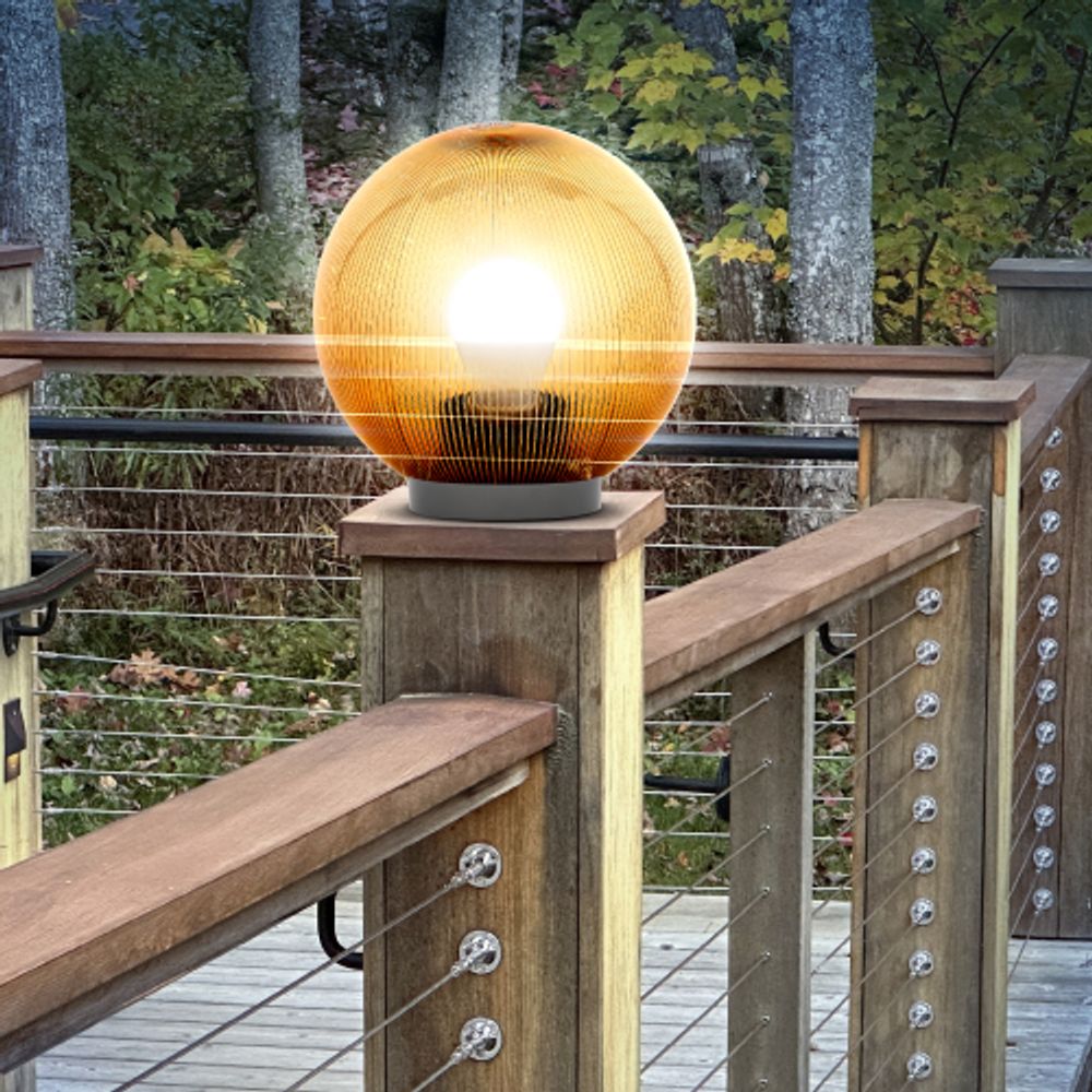 Садово-парковый светильник ЭРА НТУ 02-60-203 шар золотистый призма на опору / кронштейн IP44 Е27 max60Вт d200mm