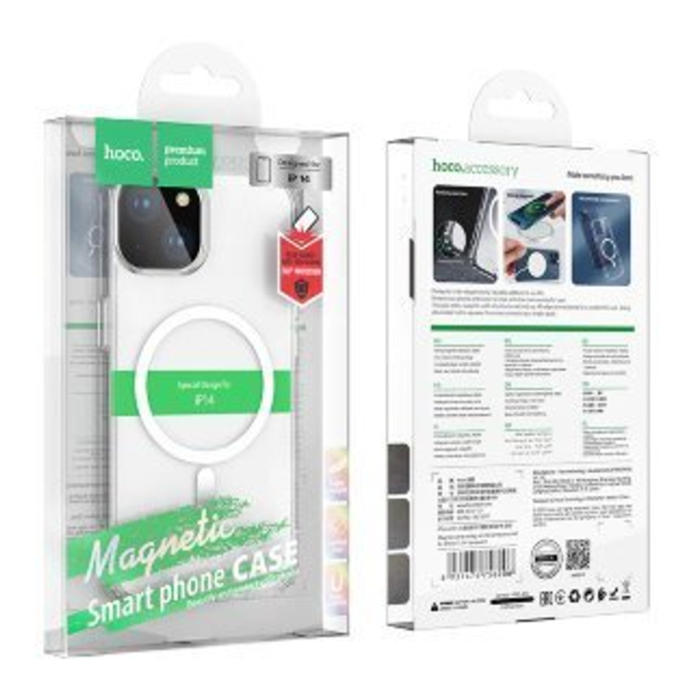 Чехол для телефона iPhone 15 Hoco Magnetic series airbag anti-fall (прозрачный)