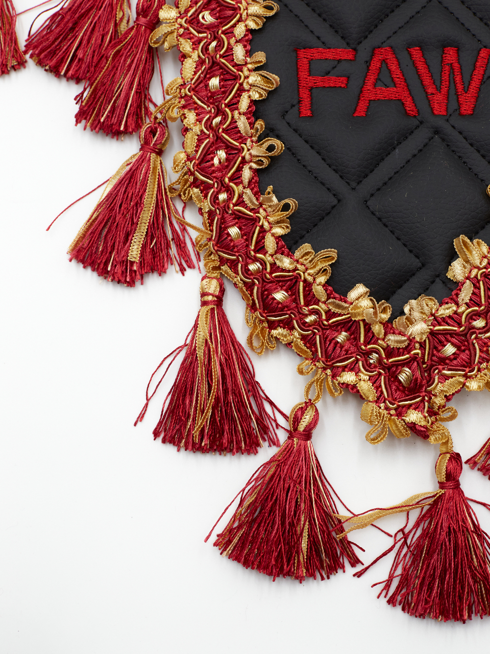 Вымпел тройной FAW (экокожа, черный с красными кисточками)