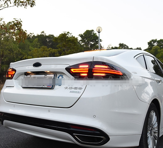 Задние фонари Форд Мондео 5 / Фьюжн 2014-2019 V1 type [Комплект Л+П; светодиодные; бегущий поворотник; ТЕМНЫЕ]