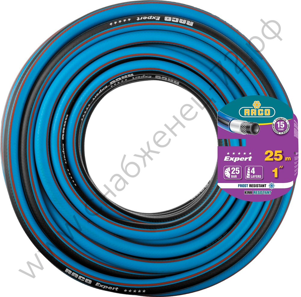 RACO EXPERT, 1″, 25 м, 25 атм, четырёхслойный, армированный, поливочный шланг (40302-1-25)