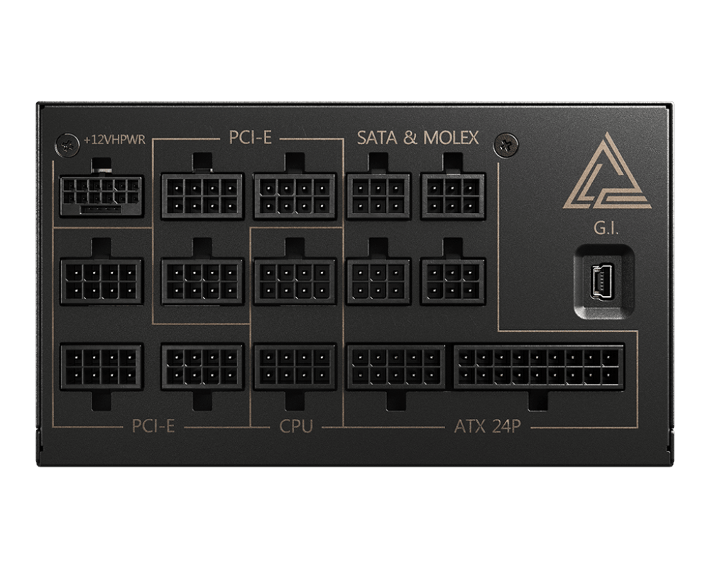 Блок питания MSI 1300W, MEG Ai1300P PCIE5, Full Modular, ATX, 80+ PLATINUM, >92%, Fan 120mm, Черный