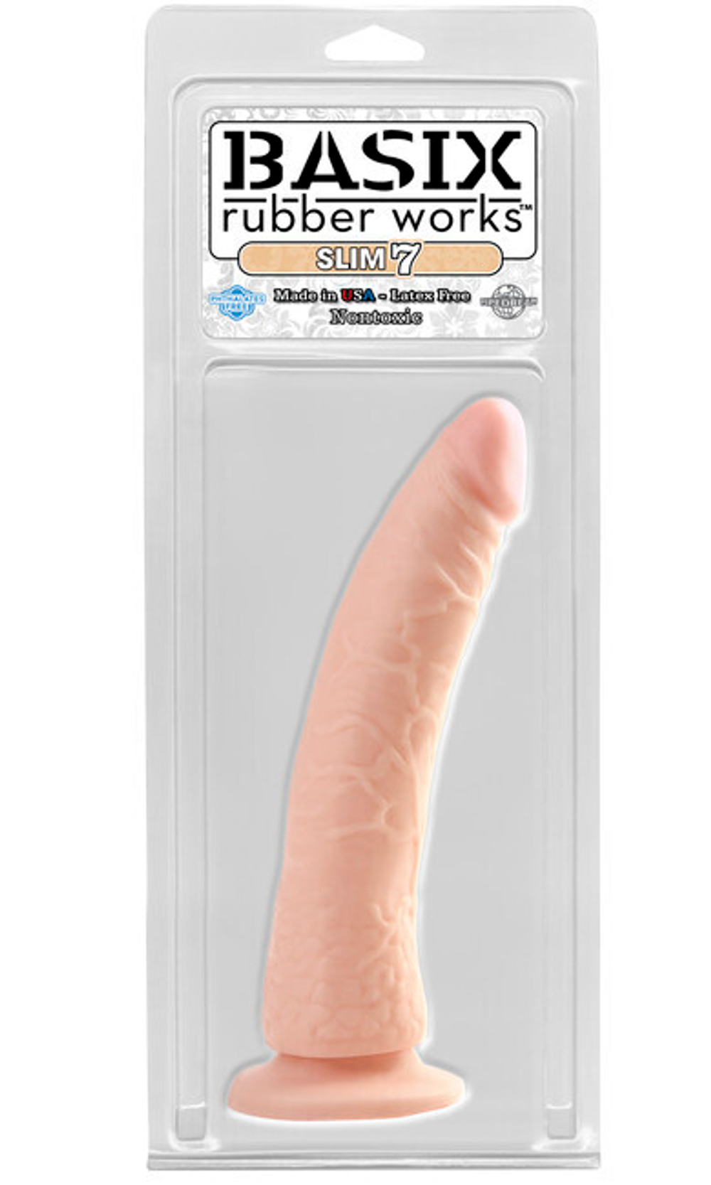 Гибкий фаллос на присоске Basik Slim 7 (Цвет: телесный)