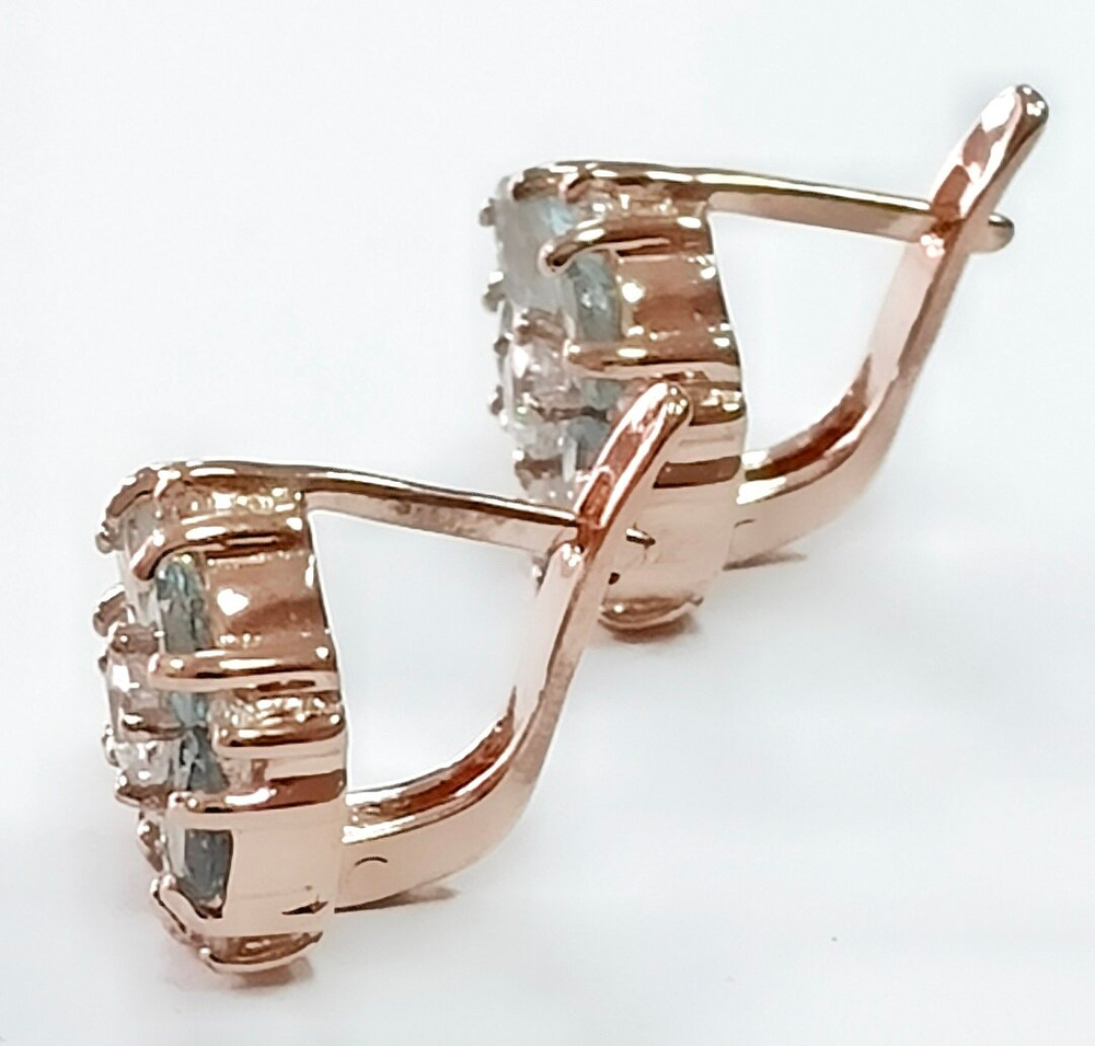 Серьги ювелирные из серебра 925 пробы с позолотой,вставка топаз натуральный,фианиты