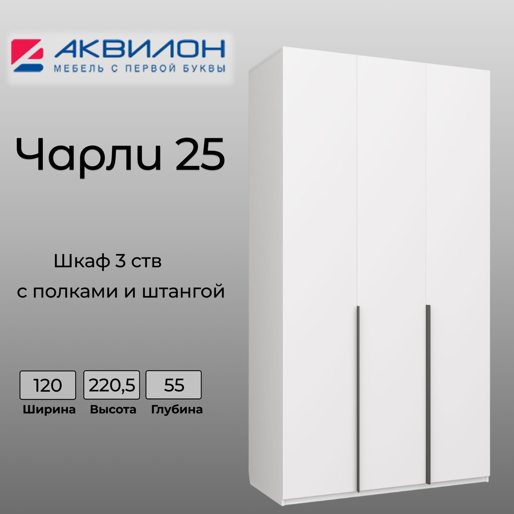 Шкаф для одежды Чарли №25 120см, цвет белое сияние