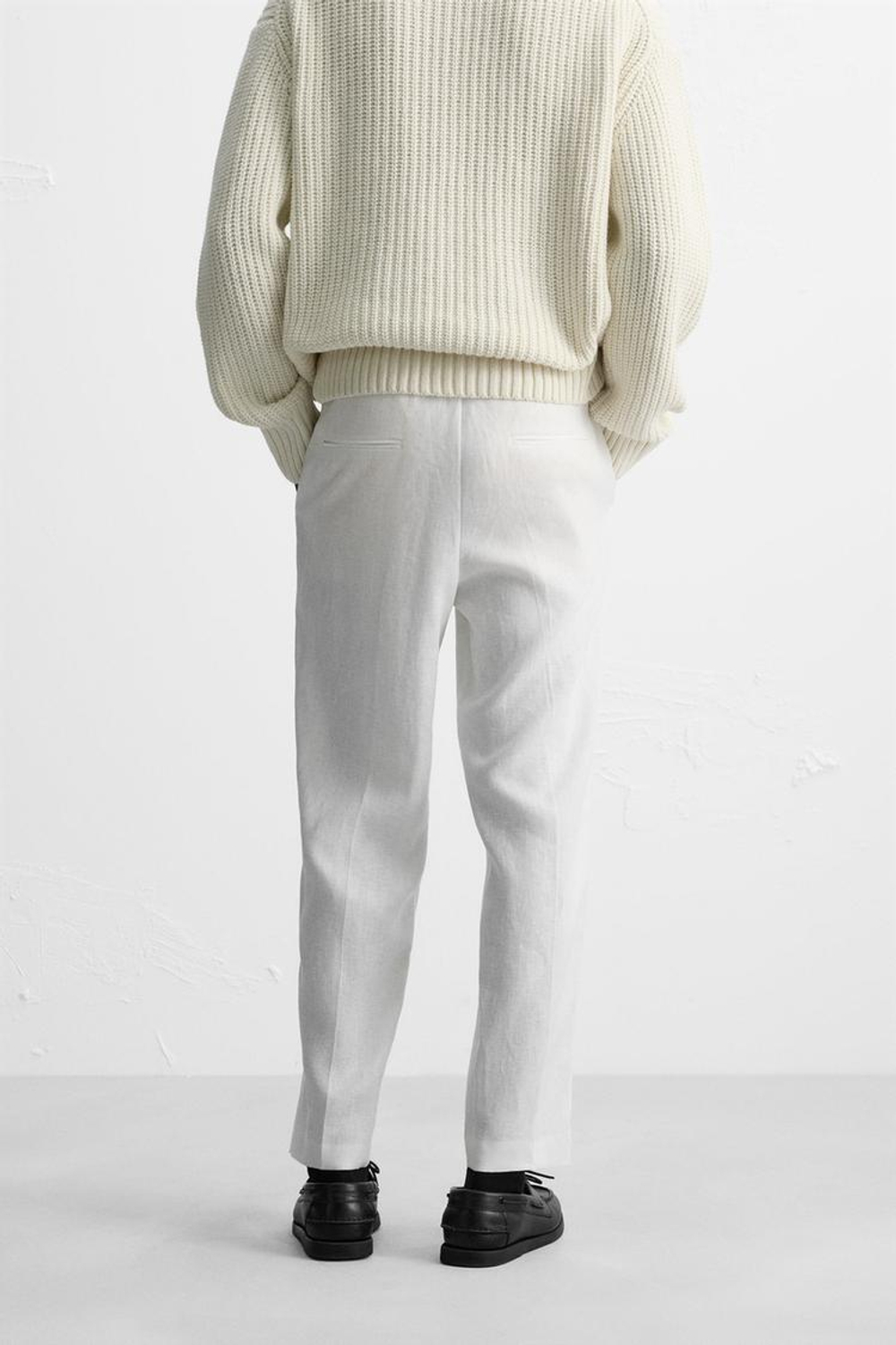 ZARA БРЮКИ ИЗ 100% ЛЬНА, БЕЛЫЙ