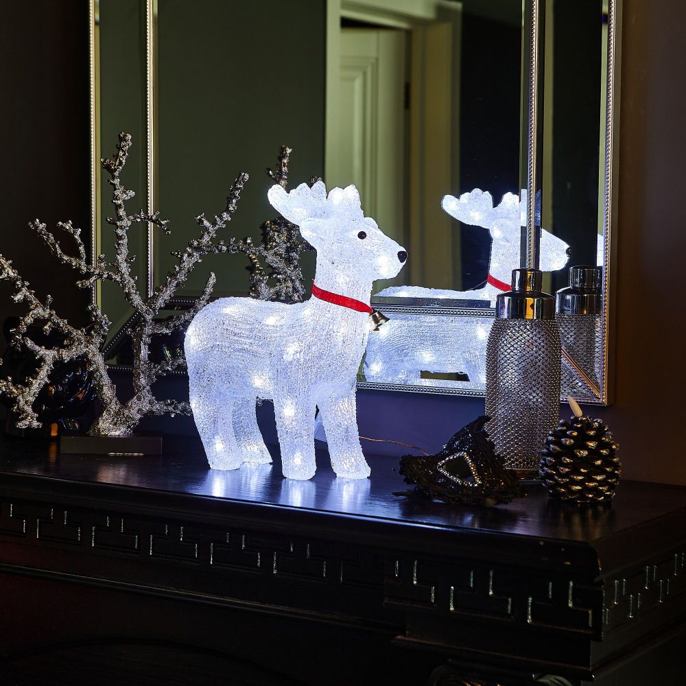 ULD-M3739-040-STA WHITE IP20 DEER Фигура светодиодная Олень. 36x32см. 40 светодиодов. Белый свет. Провод прозрачный. TM Uniel