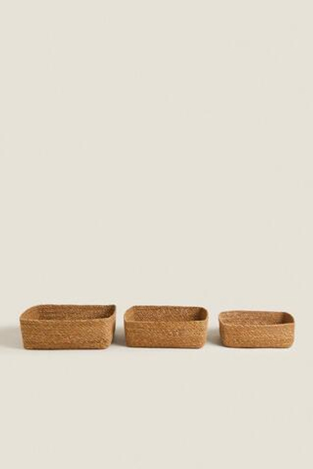 ZARA HOME ПРЯМОУГОЛЬНАЯ КОРЗИНА, СВЕТЛО-БЕЖЕВЫЙ
