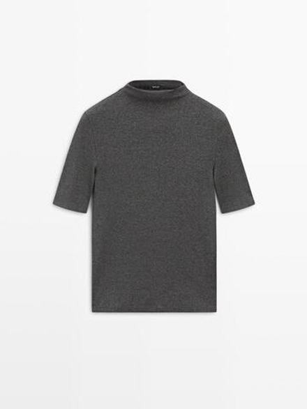 Massimo Dutti Хлопковая футболка с коротким рукавом, серый