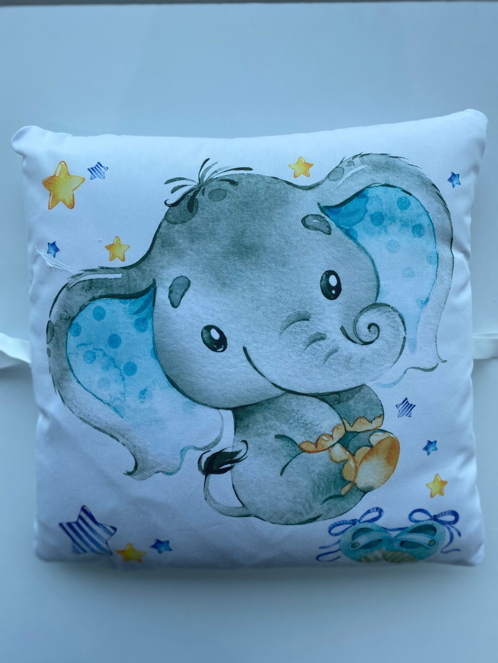 Комплект в кроватку 17 предметов "Спящий слоник" голубой, сатин