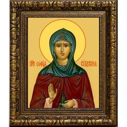 София (в миру Соломония) Суздальская Преподобная. Икона на холсте.
