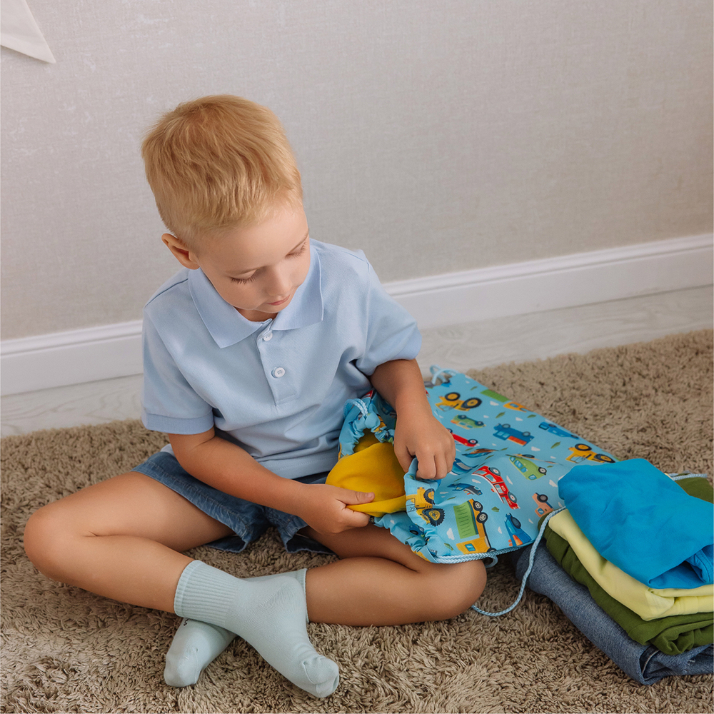 Мешок в садик 33х40, Машинки принт (голубой)