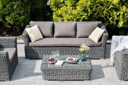 "Капучино" диван из искусственного ротанга трехместный, цвет графит