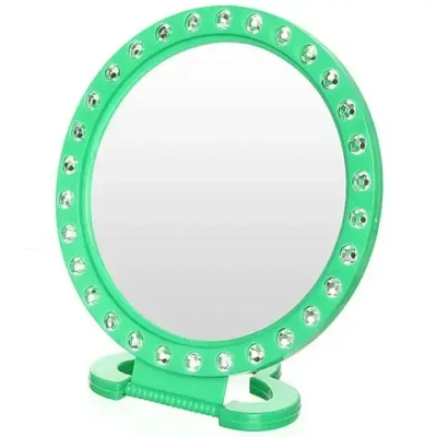 Зеркало настольное в пластиковой оправе «Белые выемки» круг, подвесное d-19,5см (Стикер на минивложение 15шт)