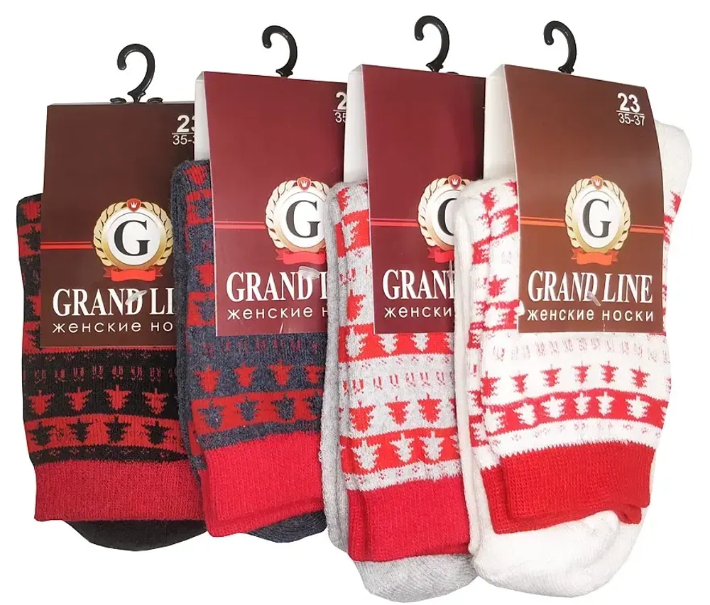Носки женские теплые GRAND LINE рисунок ёлочки, р. 23