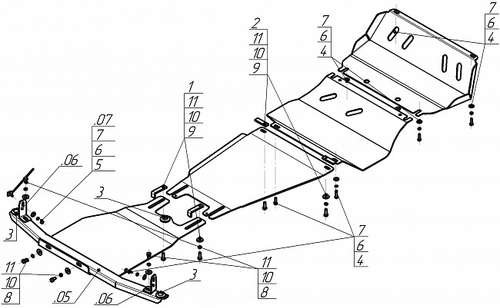 Усиленная защита Motodor картера двигателя, кпп, радиатора, дифференциала, разд. коробки, 3 мм, для Mitsubishi Pajero Sport 3 арт.11336