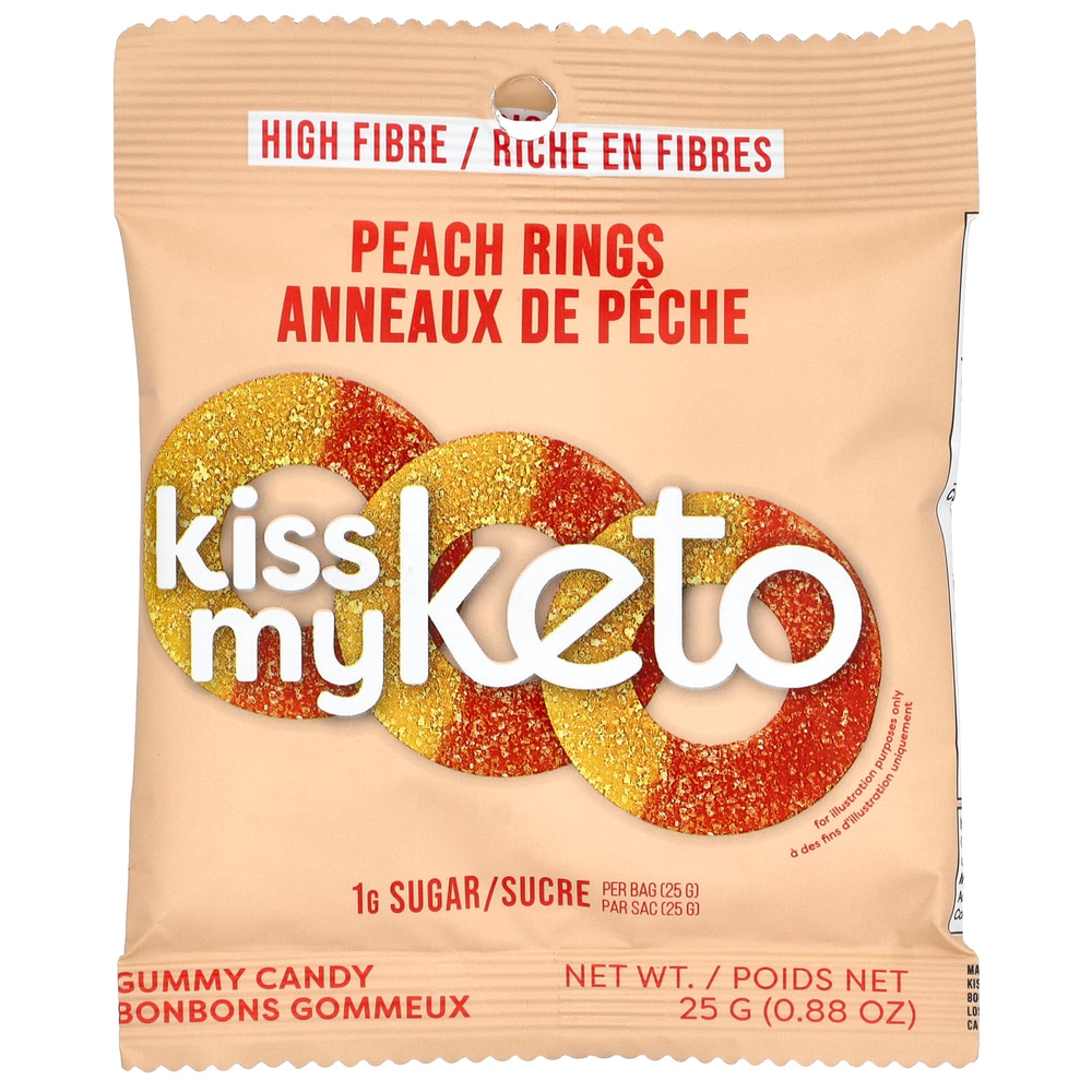 Kiss My Keto, Gummy Candy, персиковые кольца, 8 пакетиков по 25 г (0,88 унции)