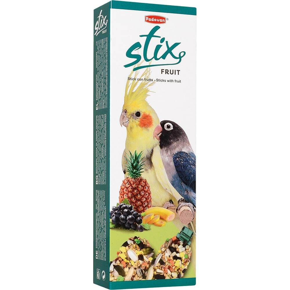 Лакомство Padovan STIX FRUIT для средних попугаев палочки фруктовые 100 г