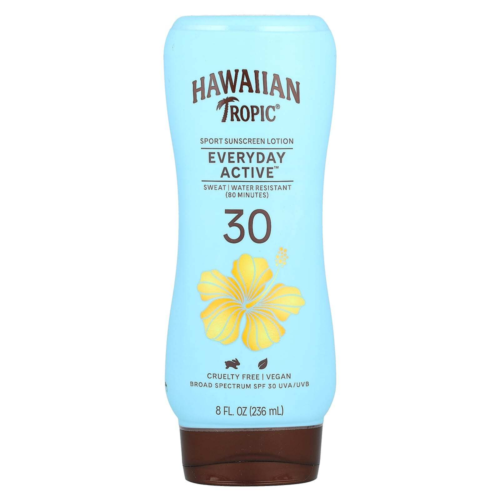 Hawaiian Tropic, Высокоэффективное солнцезащитное средство Island Sport с SPF 30, легкий тропический аромат, 236 мл