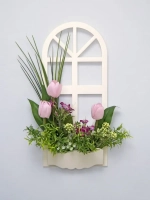 Панно на стену для интерьера "Окно с цветами"