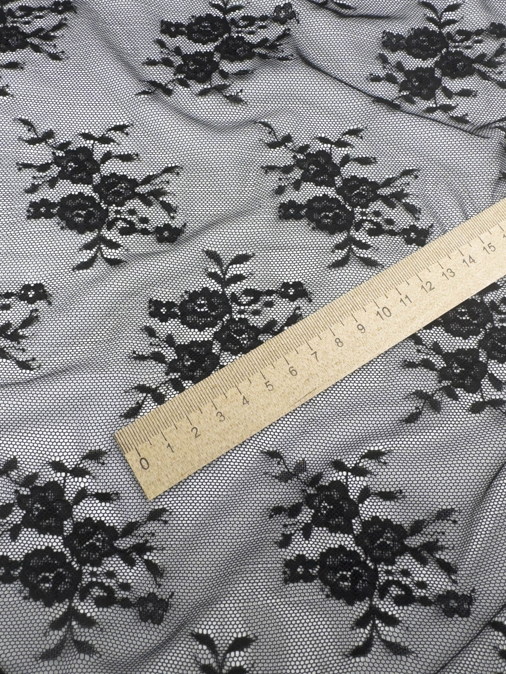 Гипюр эластичный черный ширина 150 см мягкий ОТРЕЗЫ