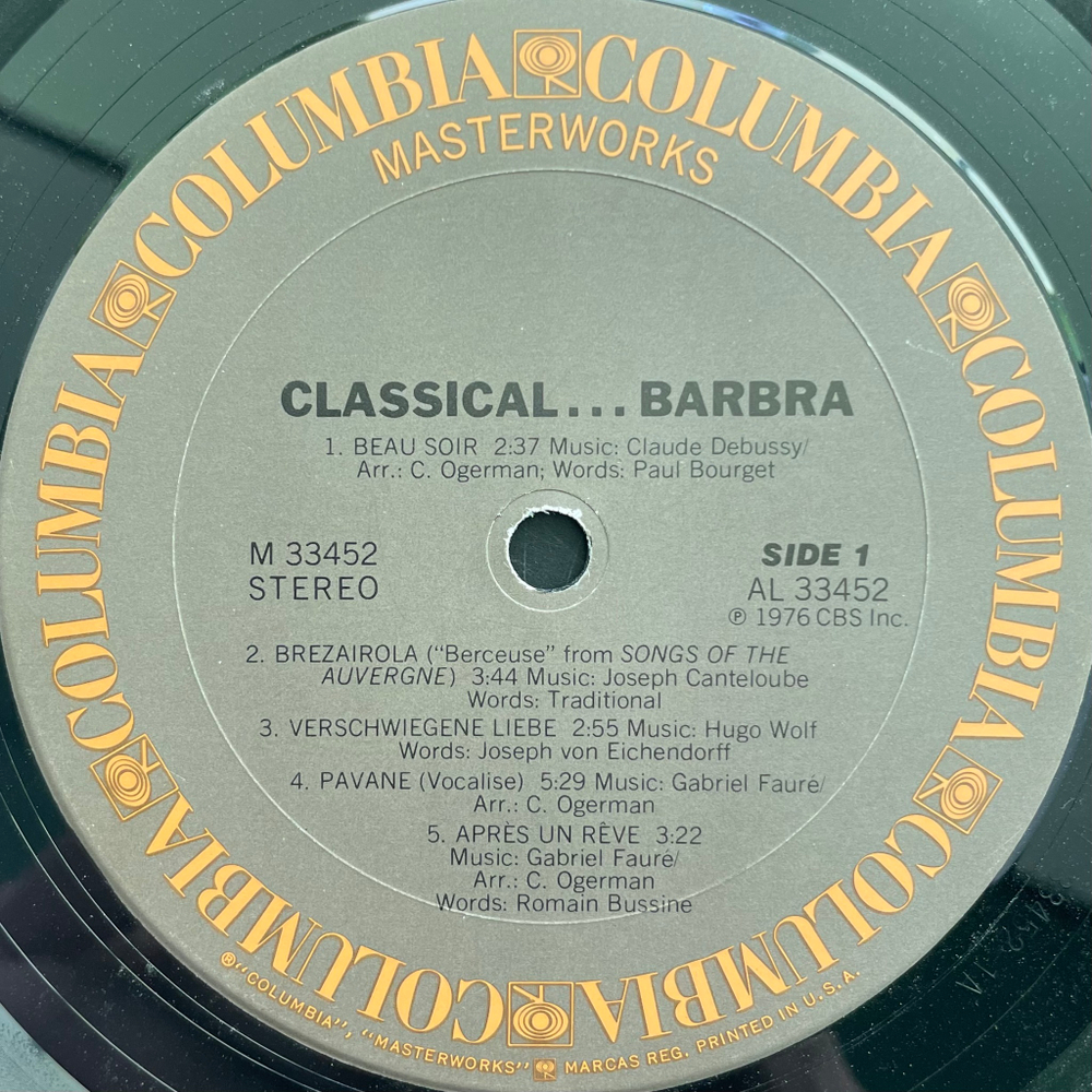 Barbra Streisand ‎– Classical ... Barbra (США 1976г.)