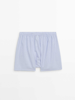 Massimo Dutti Трусы-боксеры из хлопка и волоску, небесно-голубой