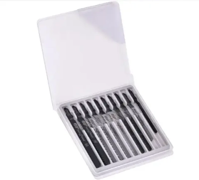 Набор пилок для лобзика универсальный комплект 10ш по дереву, по пластику Т-образный хвостовик