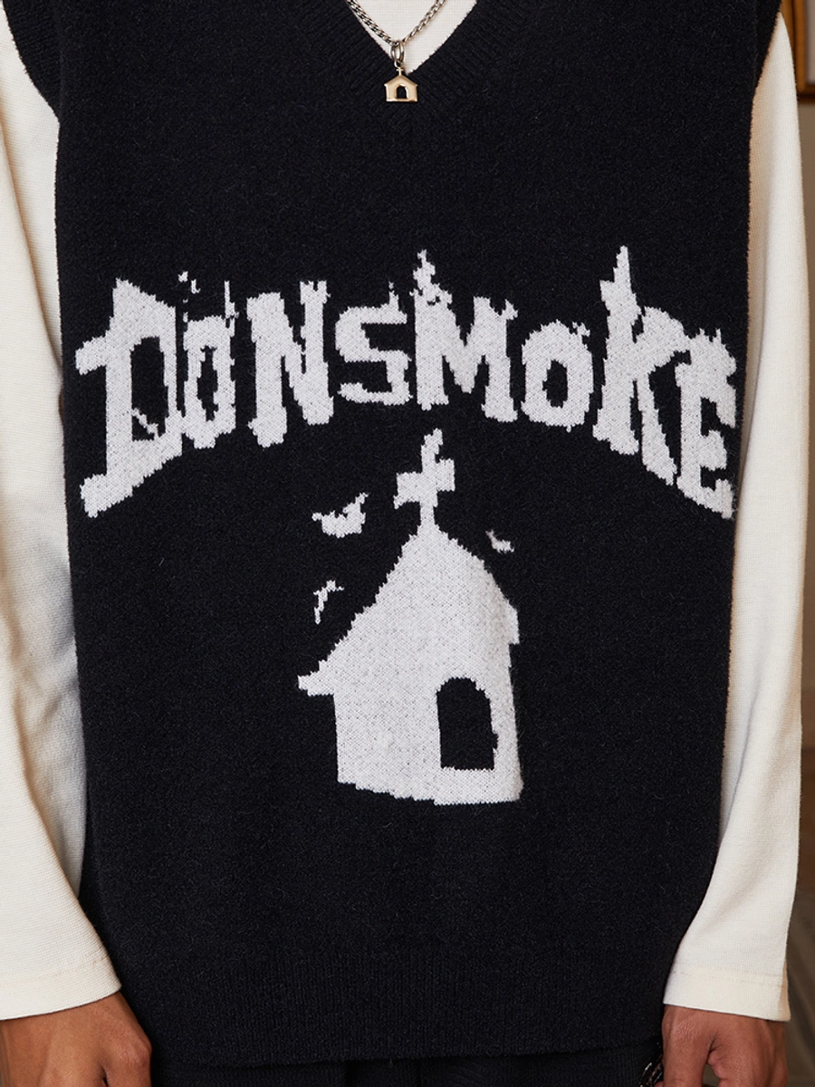 [FROM MOSCOW] Жилет DONSMOKE "Castle Logo" V-Neck Knitted Vest