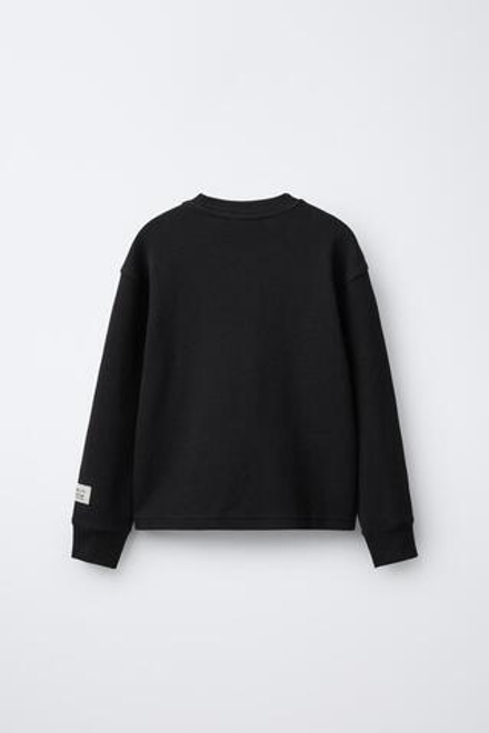 ZARA ЛОНГСЛИВ ИЗ ТКАНИ ОТТОМАН С НАШИВКОЙ, ЧЕРНЫЙ