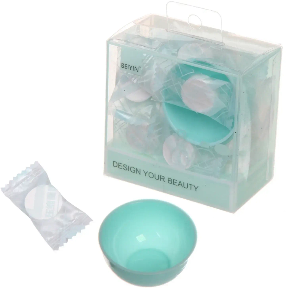 Набор косметический «Beauty», 25 масок и чаша, цвет белый и мятный, 8,5*8,5*5см