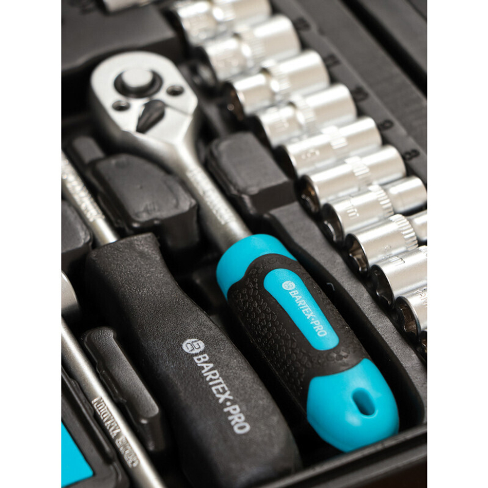 Набор слесарных инструментов Bartex, 1/4", 6-гранные, CrV сталь, кейс, 29 пр, шт
