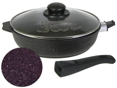 Сковорода 28см Гранит star со съемной ручкой и стеклянной крышкой