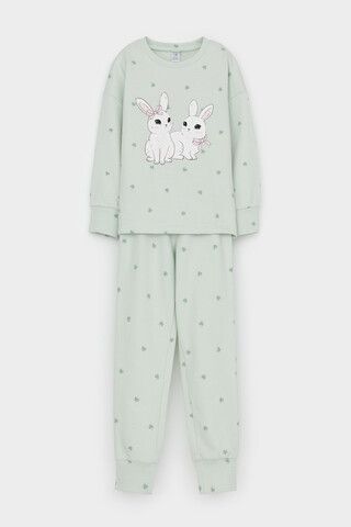 пижама  для девочки  К 1581/зеленая пастель,мини клевер