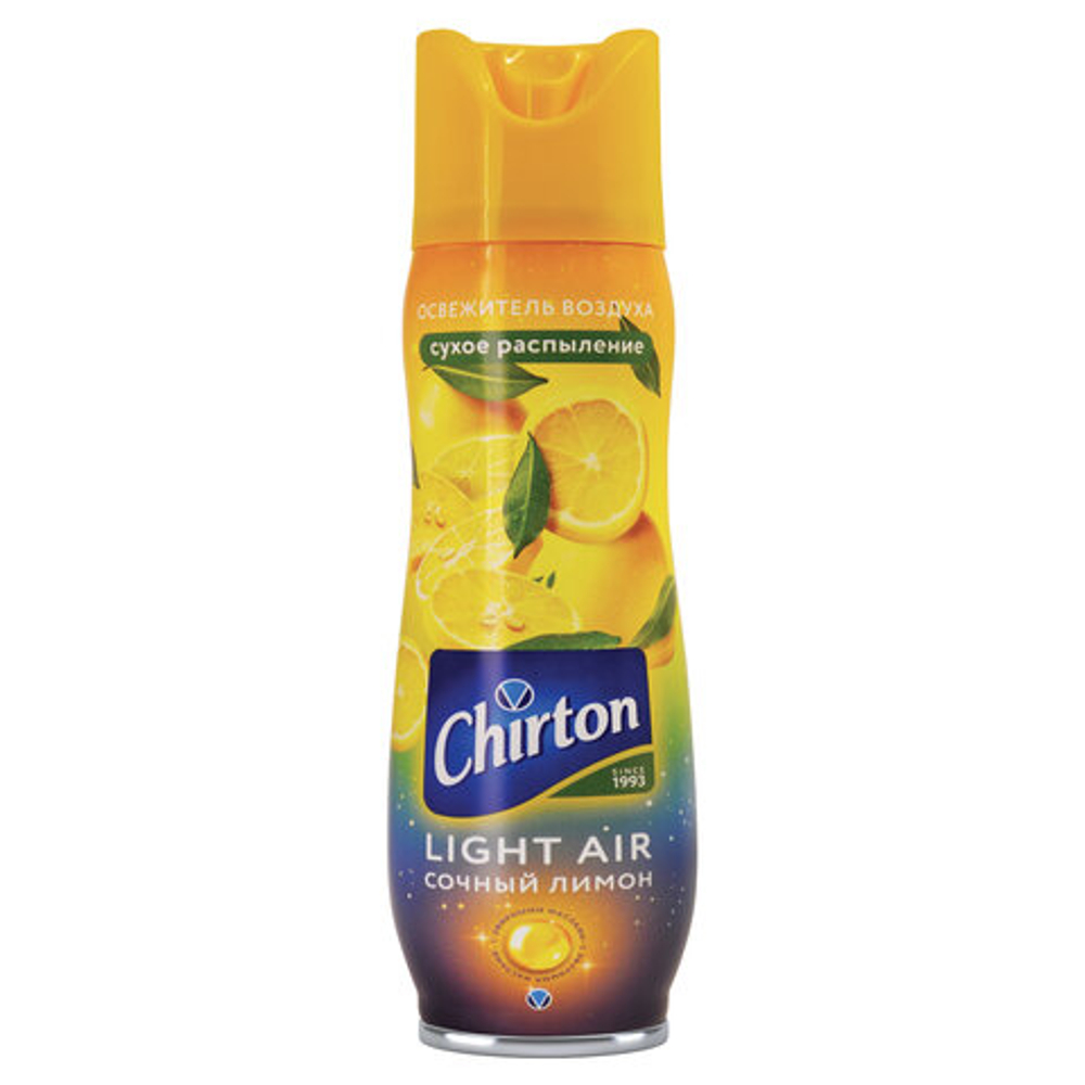 Освежитель воздуха аэрозольный 300 мл CHIRTON (Чиртон) Light Air "Сочный лимон", сухое распыление, 45620, 4607145645620